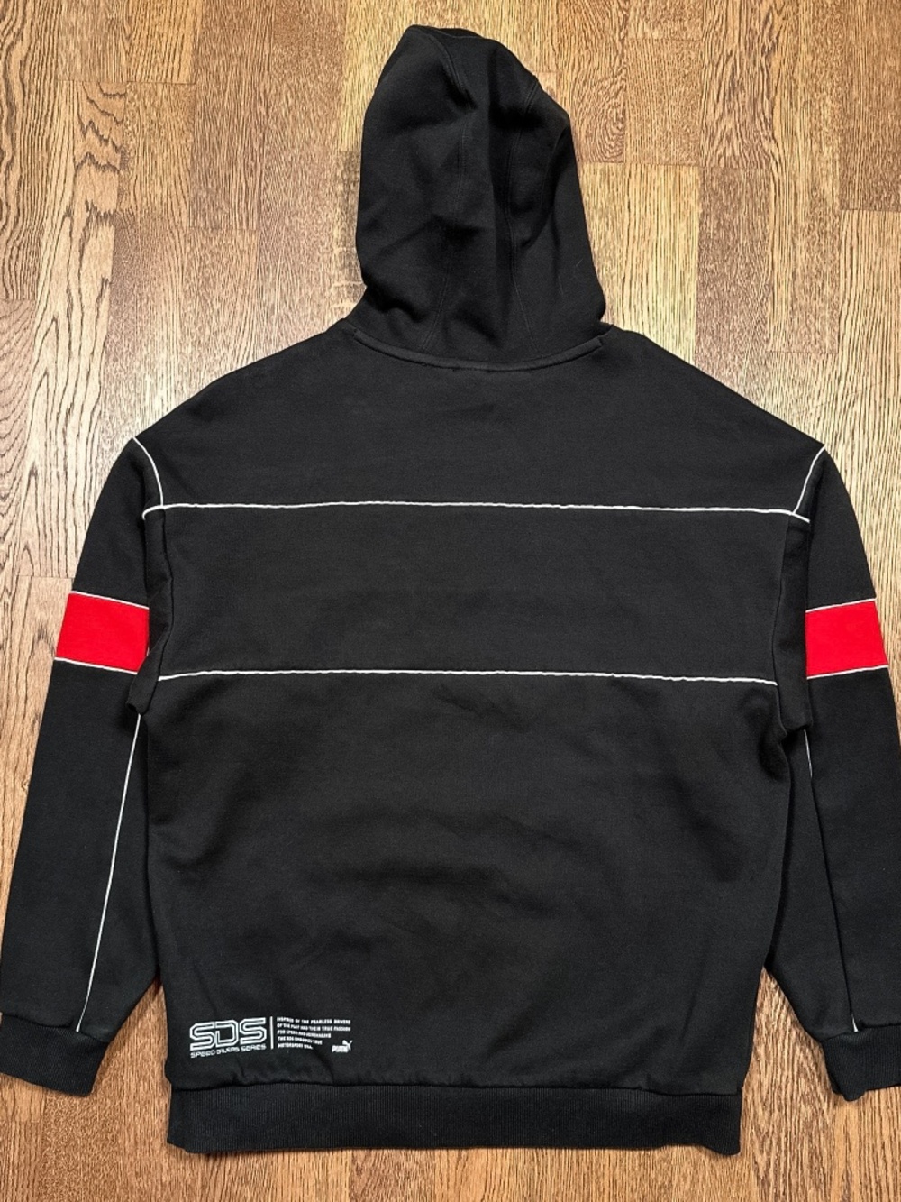 Puma Ferrari Race SDS Racing Stripe Check Tech Fleece Hoodie Mens Medium - Picture 5 of 10